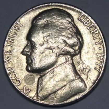 koin 5 cent USA amerika liberty tahun 1977.