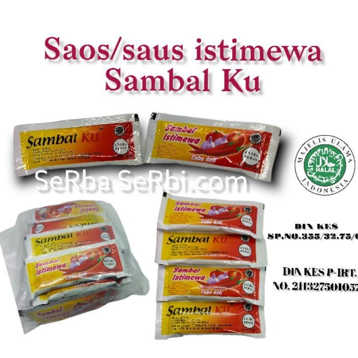 

(PROMO 1 sachet @Rp 160) Saos Cabe Sachet Sambal Ku Saus Saset Istimewa Extra Pedas 10 g