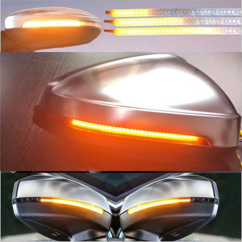 Lanfy Lampu Indikator Dinamic Mobil-styling Kuning Amber Flowing Safety 2PCS/Set Spion 1pasang Sein Strip Light