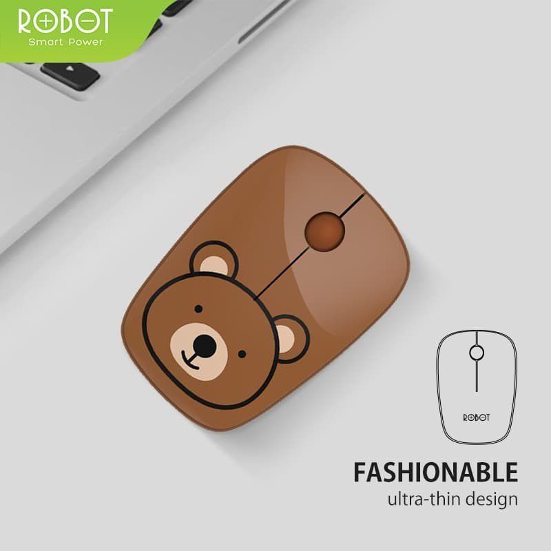 ROBOT Mouse Wireless Motif Brown Bear dan Foxy M220 dan M230 ORIGINAL