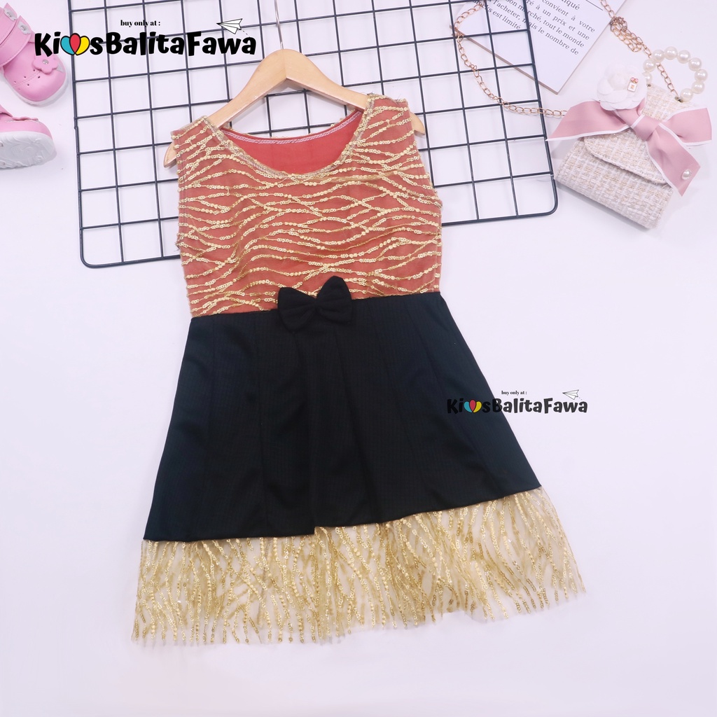 Dress Zulfa uk 4-5 Tahun / Dres Brokat Anak Perempuan Pakaian Baju Brukat Balita Cewek Import