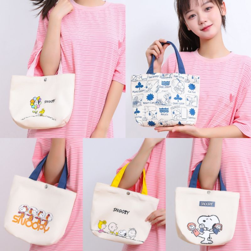 Tas Tenteng Tote Bag Kanvas ORI Peanuts Karakter Snoopy