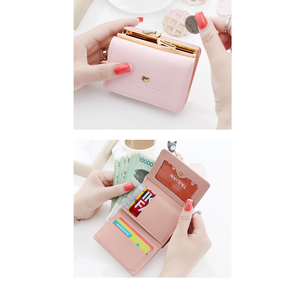 Dompet Clutch Compact Wanita Lipat 3 Import