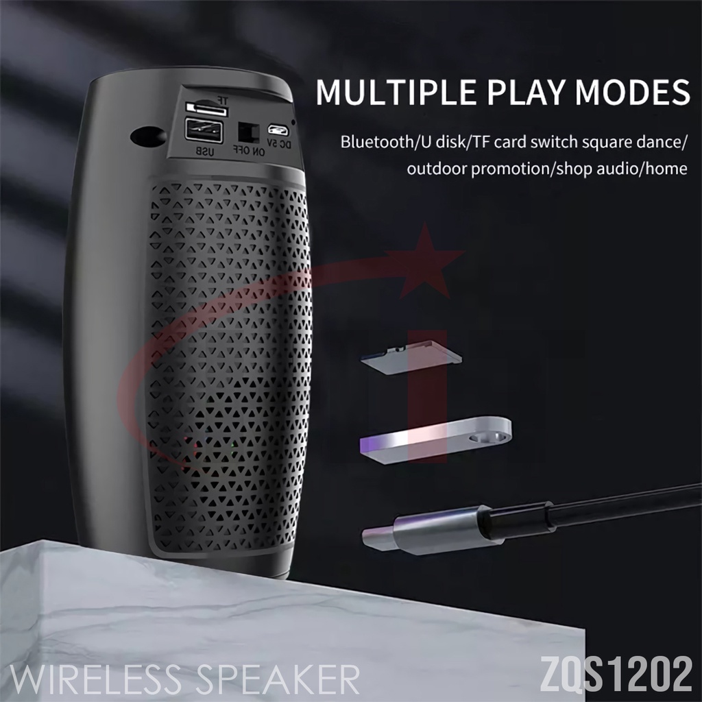 Speaker Portable ZQS1202 Wireless Super Bass with Led Light Function