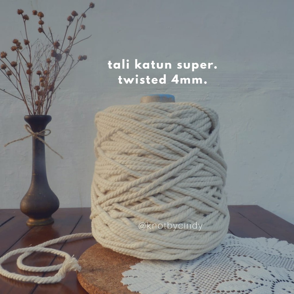 Tali Katun Macrame Super 3mm 4mm 1kg | Cotton Rope Twisted