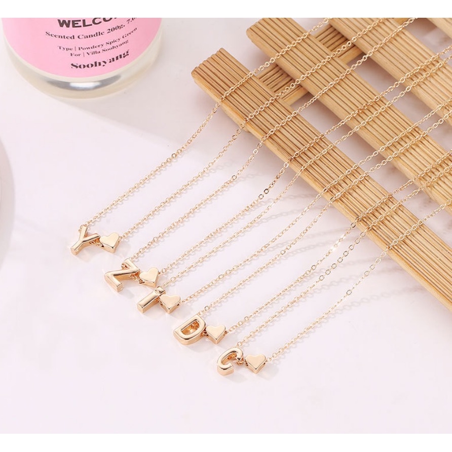 OSM - K480 (A - M) Kalung Huruf Love Kecil Stainless / Fashion Style / Set Perhiasan Wanita-1