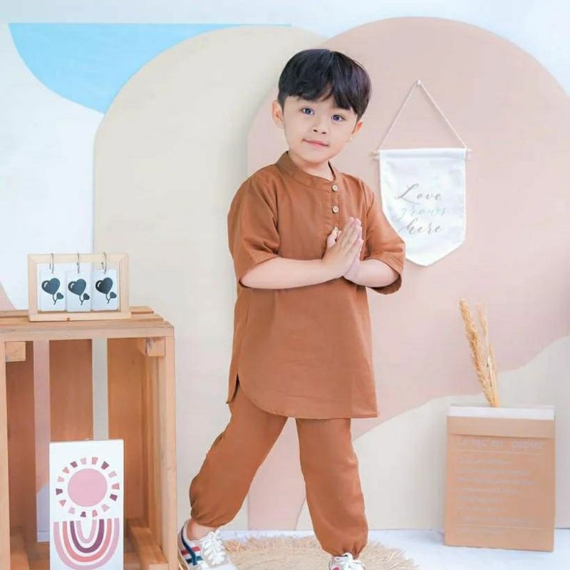 BEFAST - ZTL OOTD Setelan Baju koko Anak KALIN / set koko adam / Setelan Anak Baju Kokoh / Pakaian Anak Laki-Laki / Oneset Anak Ngaji / Set Atasan Kemeja Lengan Pendek+Celana Panjang / Fashion Anak Casual / Setelan Keluaran terbaru / Termurah