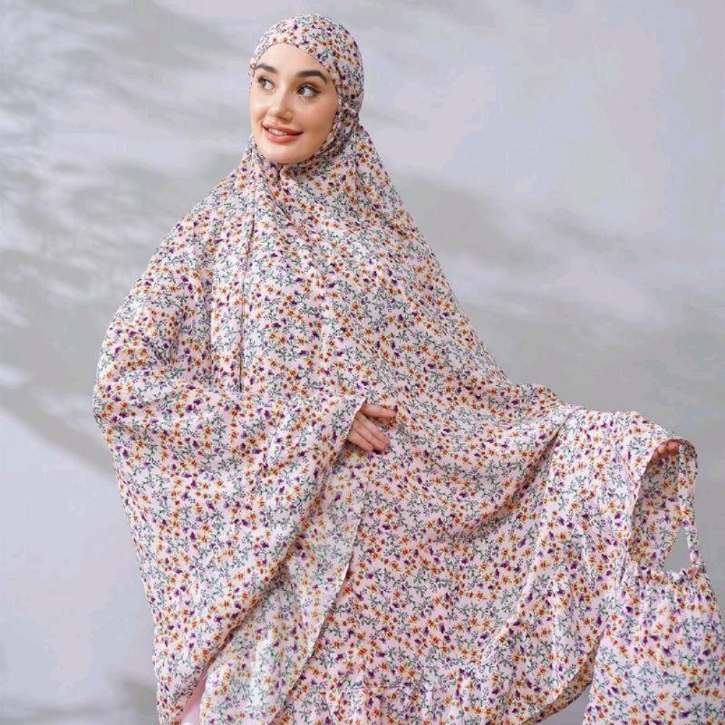 Mukena Tatuis Tiara 486 Isvara Aleesha dan Tiara 448 Bunga Pink Bonus Masker atau Konektor atau Scru