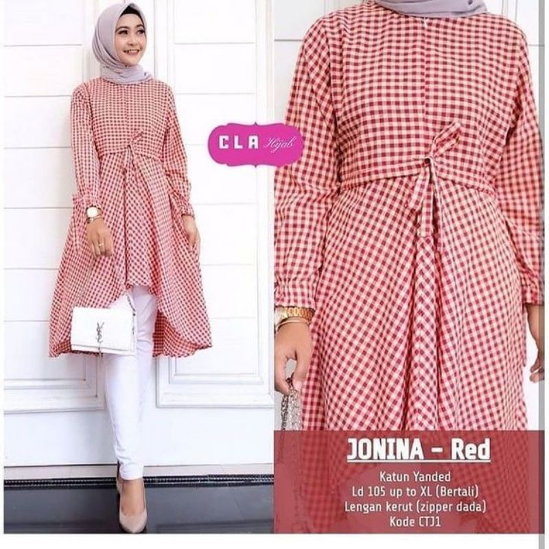 Tunik Kotak. Atasan Tunik Wanita. Jonina Tunik