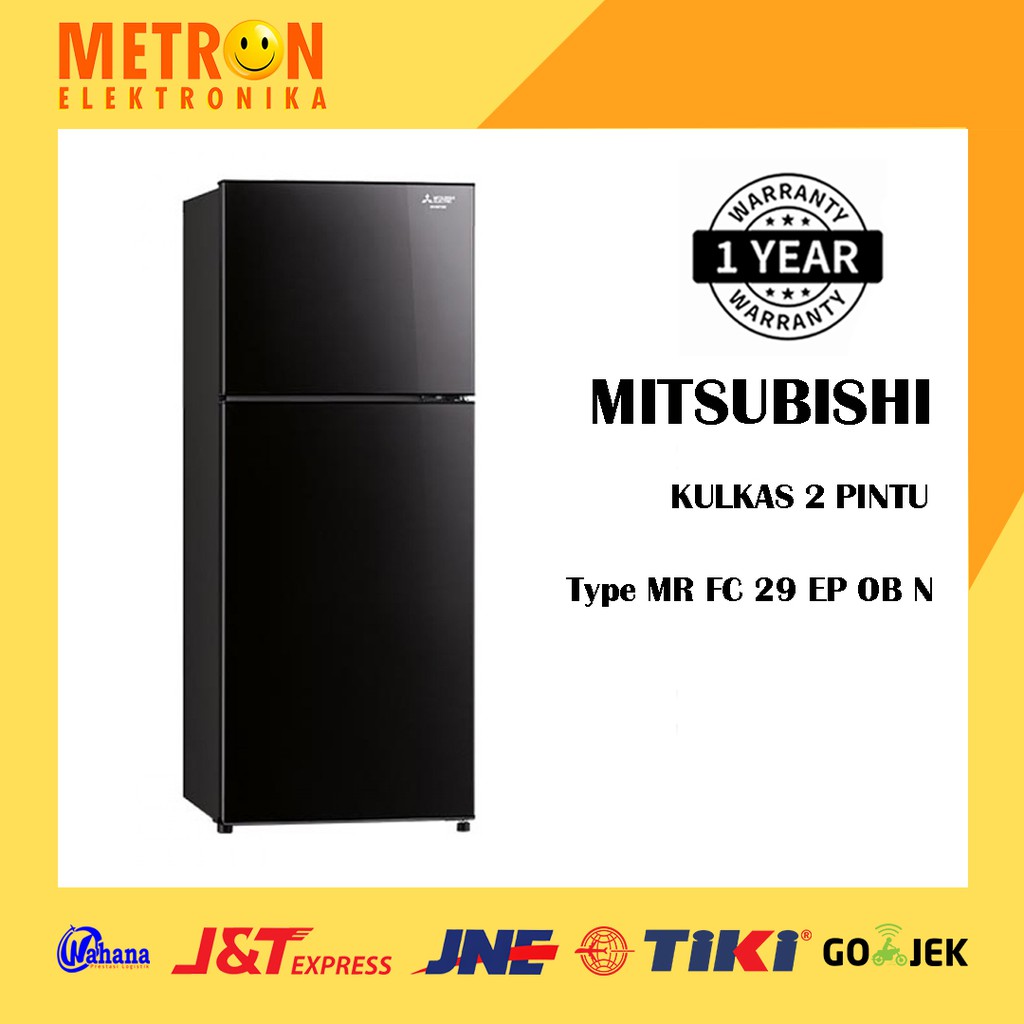 MITSUBISHI MR FC 29 EP OB N / ONYX BLACK INVERTER KULKAS 2 PINTU 263 LITER / MRFC29EPOBN