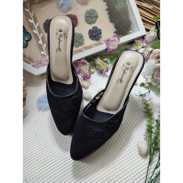 sepatu seyla hitam tinggi 10cm lancip Stiletto