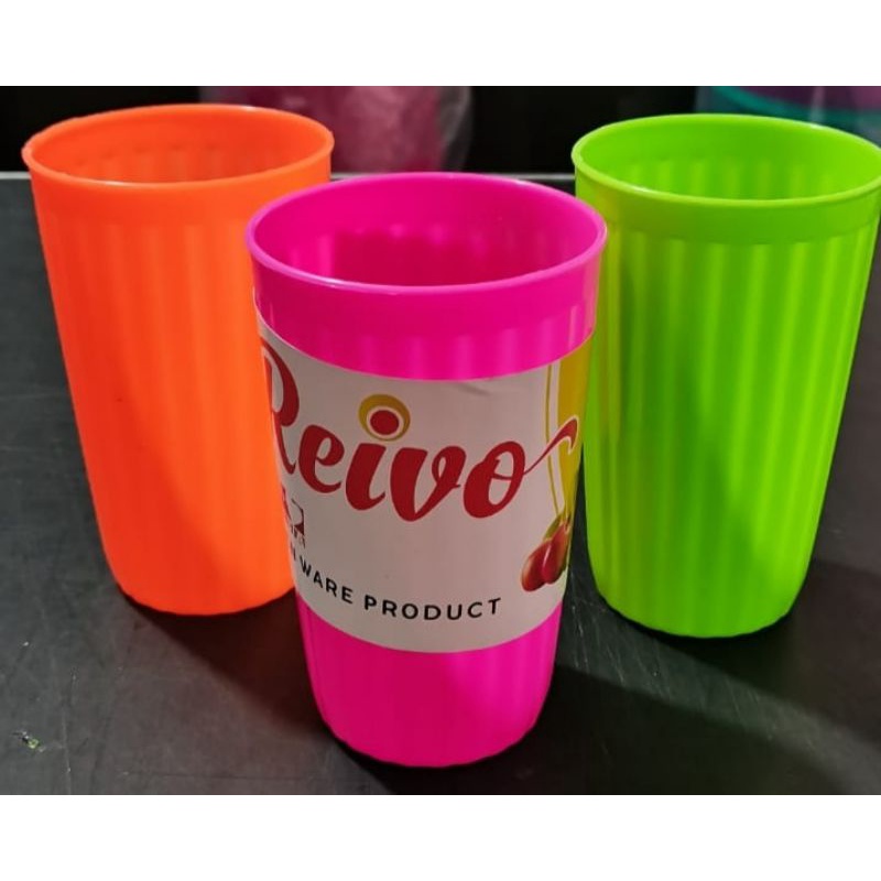 gelas plastik garis tinggi warna reivo