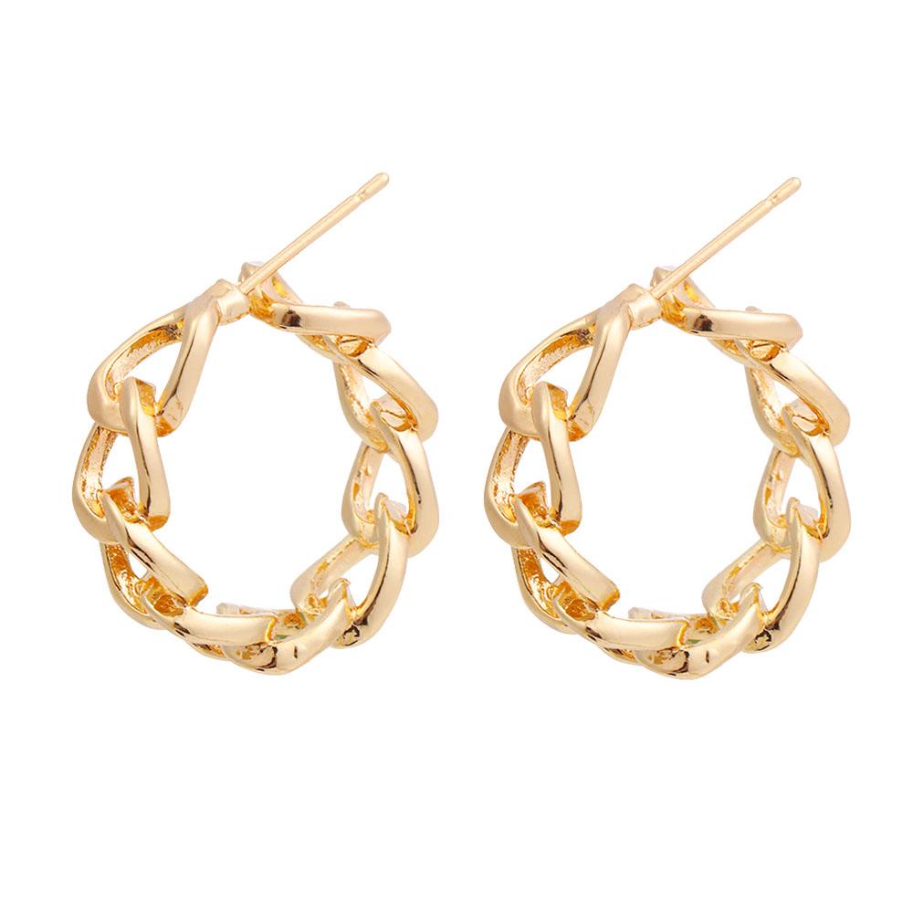 Solighter Anting Hoop Perhiasan Pesta Minimalis Rantai Berongga Logam