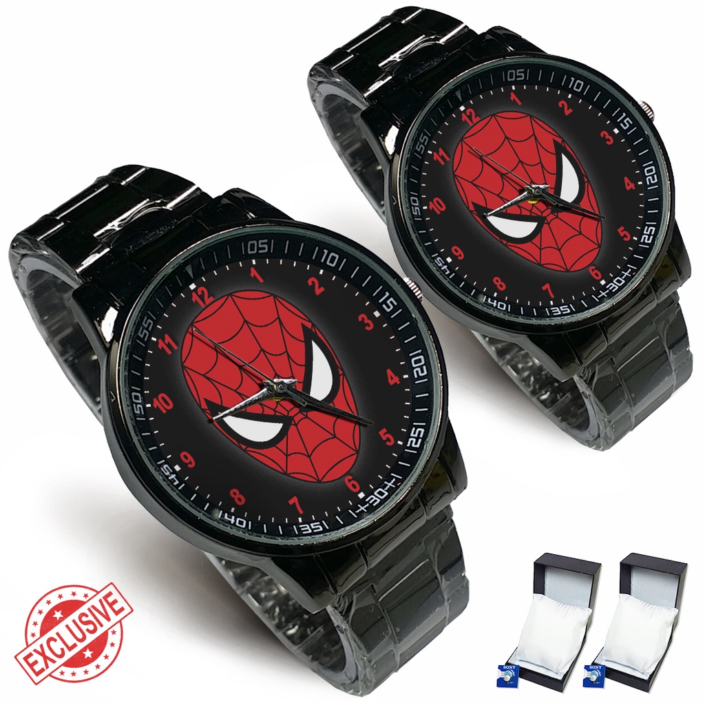 (Exclusive) Jam Tangan SPIDER-MAN Motif 6 Rante Couple / Satuan