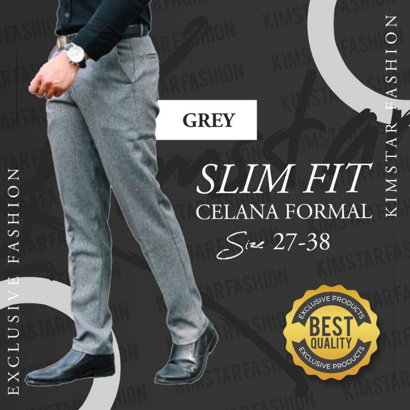Celana Kantor Pria Slim Fit 27 38 Merk BFL PLUS Celana Formal | kerja | resmi Bahan Wol Elastis Real