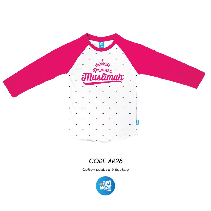 AR 28 Princess Muslimah Kaos Anak Raglan Cewek