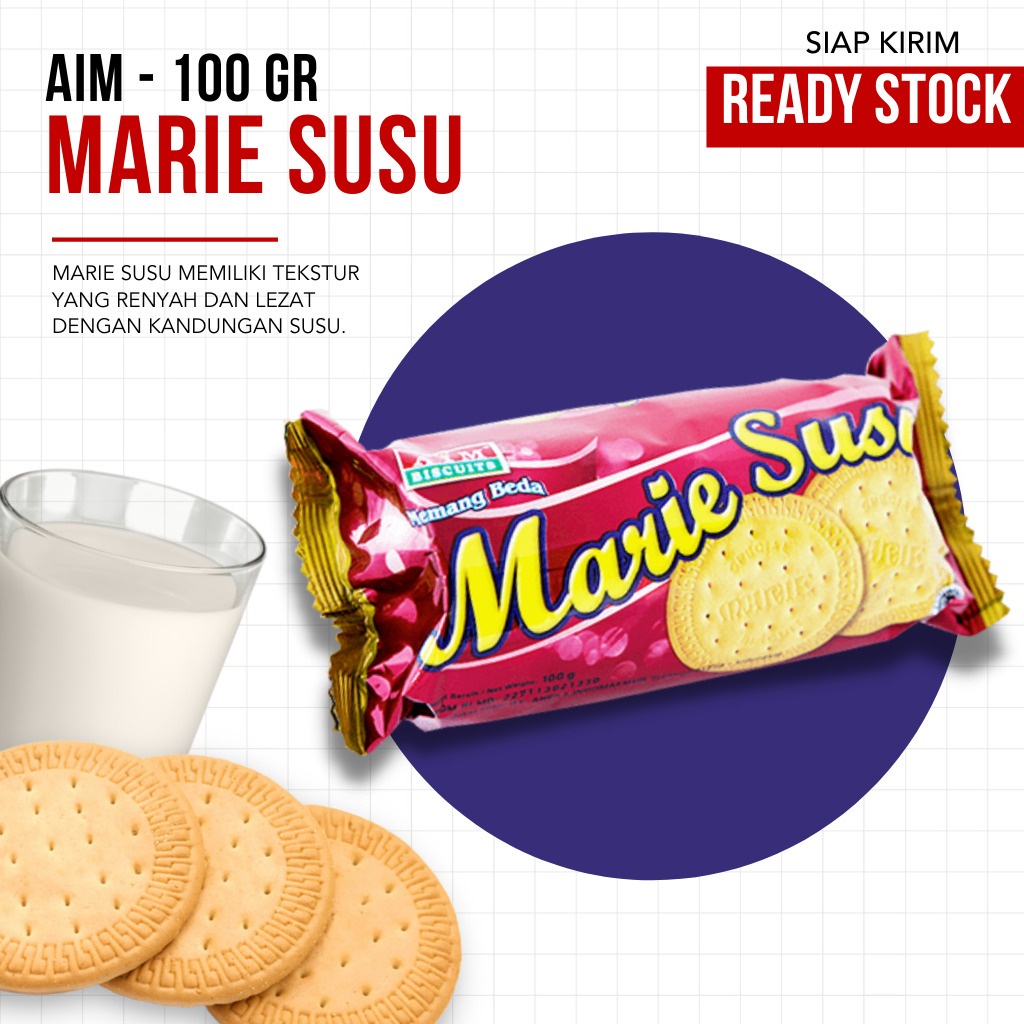 [TERMURAH] AIM BISCUITS - AIM Marie Susu 100g