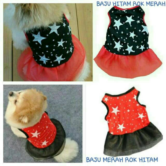 dress cantik murah motif bintang tutu baju anjing kucing