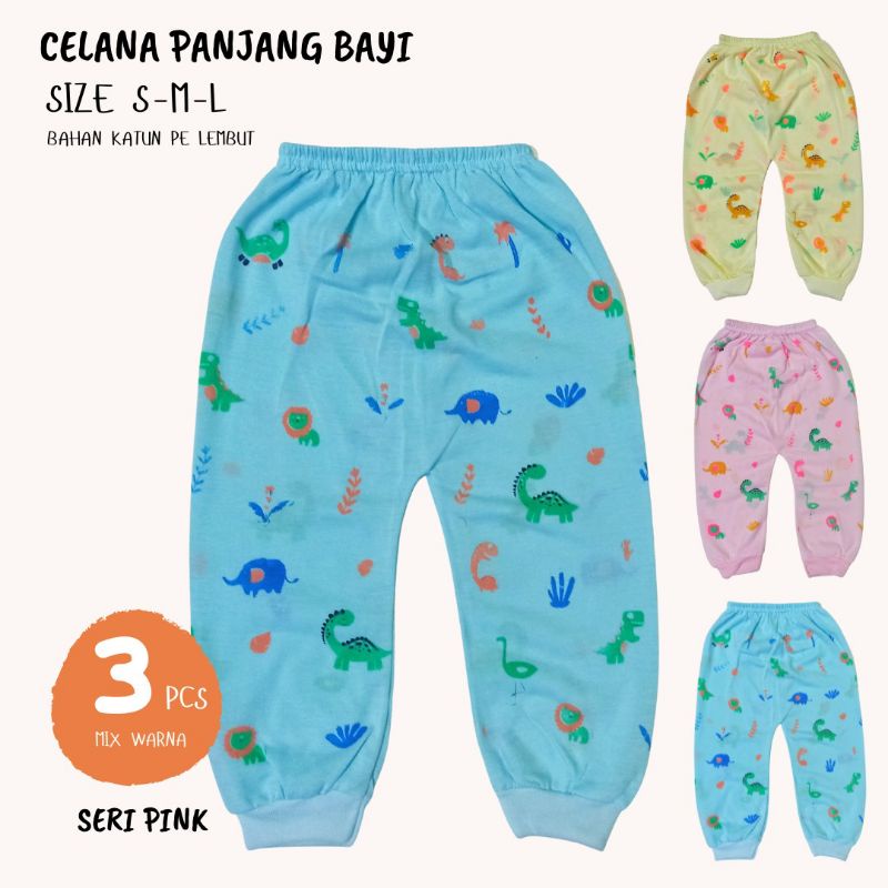 3Pcs Celana Panjang Bayi Newborn Size S M L Motif Halus Murah Celana Panjang Bayi Lusinan Celana Panjang baby Celana bayi Perlengkapan Bayi Baru Lahir