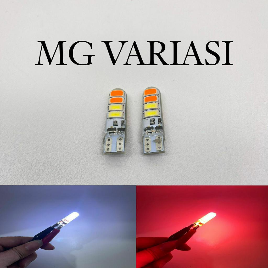 PROMO 2 PCS LAMPU SEN JELLY KEDIP 2 WARNA FLASH LED T10 8 MATA