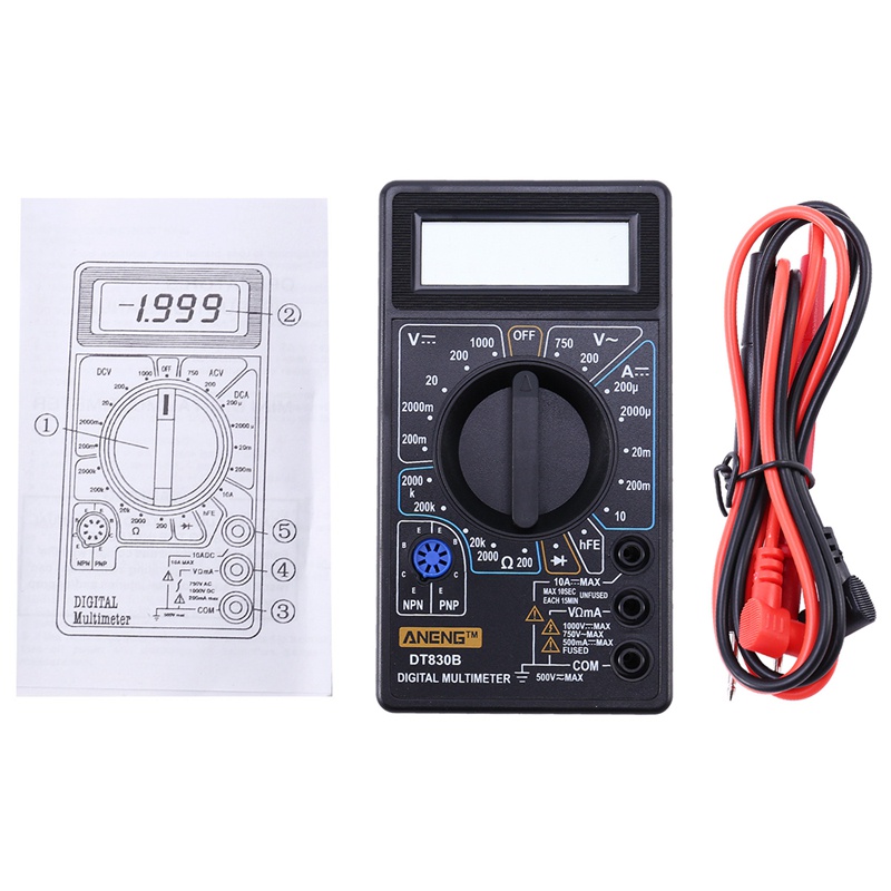 Aneng DT830B Multimeter / Voltmeter / Ammeter / Ohm Digital Mini AC / DC 750 / 1000V Dengan Layar LCD