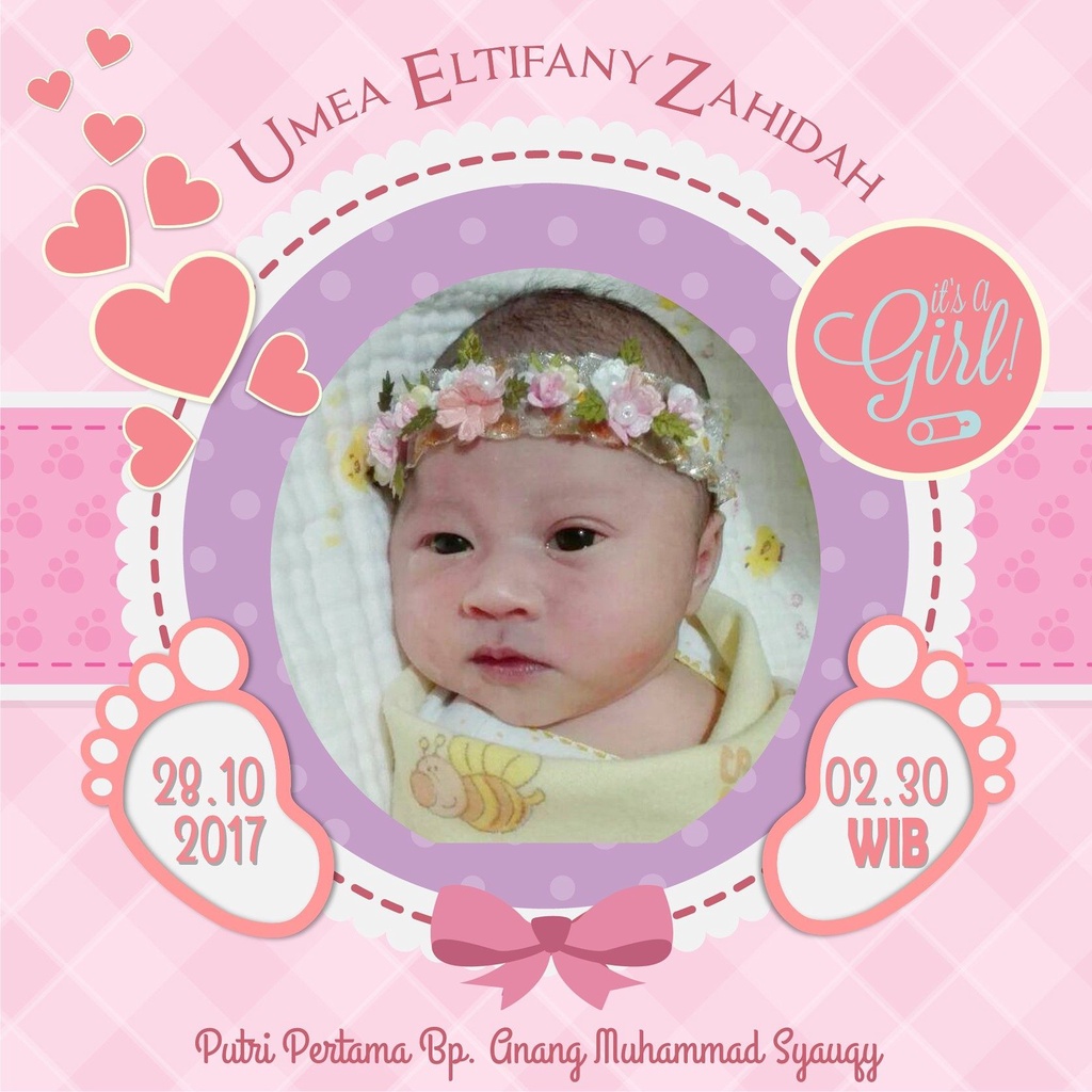 READY STOK Poster Biodata Bayi - Desain Foto untuk mengabadikan kelahiran buah hati anda - 40x60 - B
