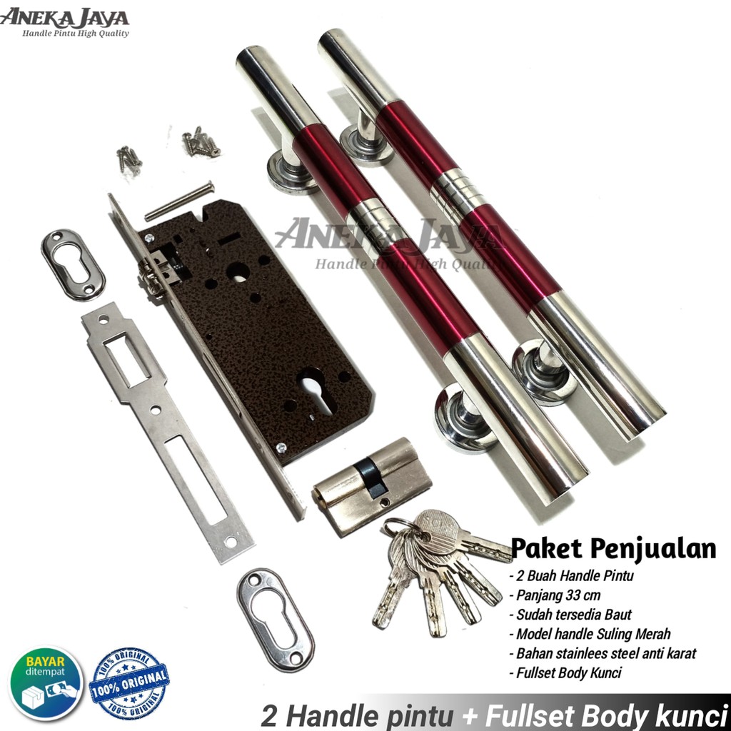 Satu set handle kunci pintu rumah 33 cm murah minimalis tarikan pintu pull stainless gagang pintu