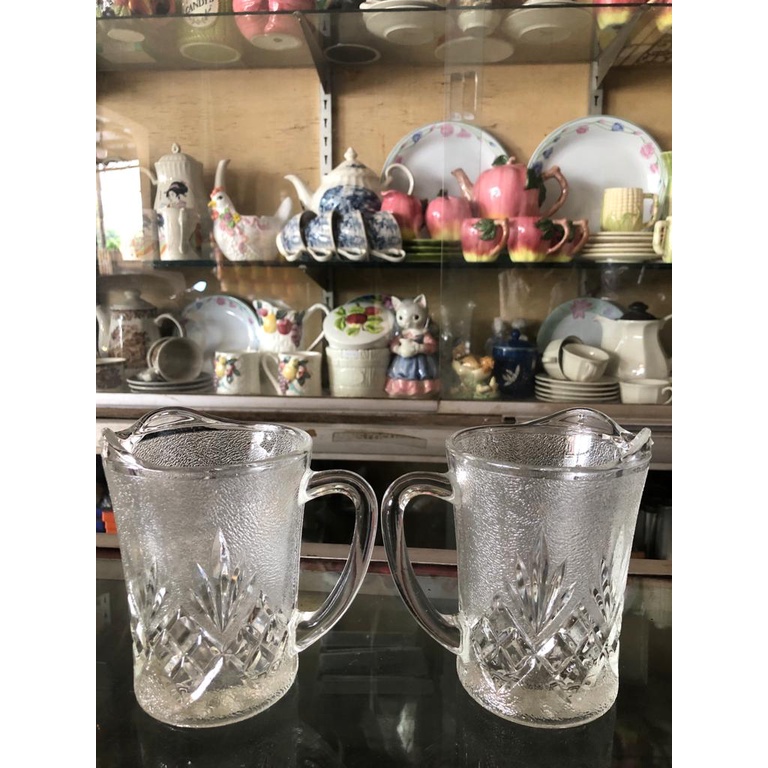 Gelas Kaca Cantik Tebal/ Wadah Madu Susu Sirup