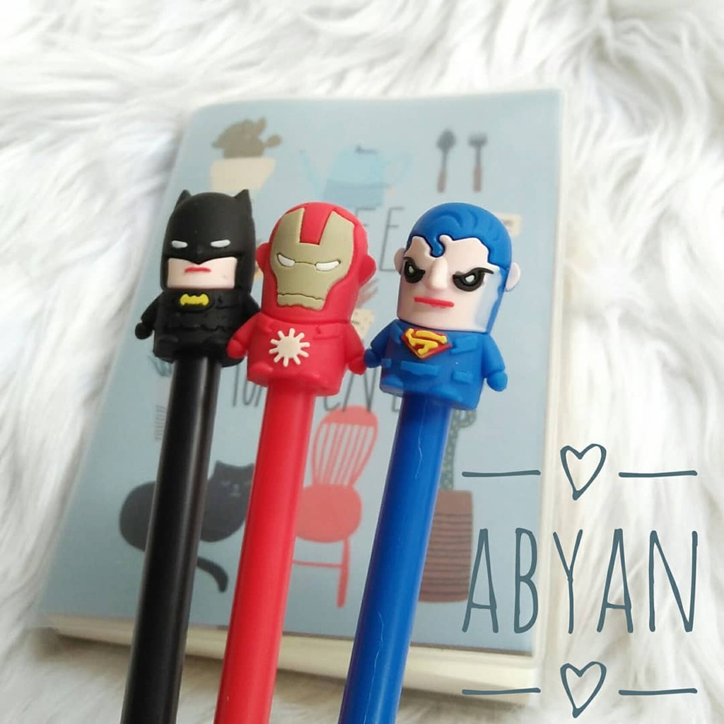 Pulpen Gel Karakter Karet Lucu Murah Superhero Batman Superman