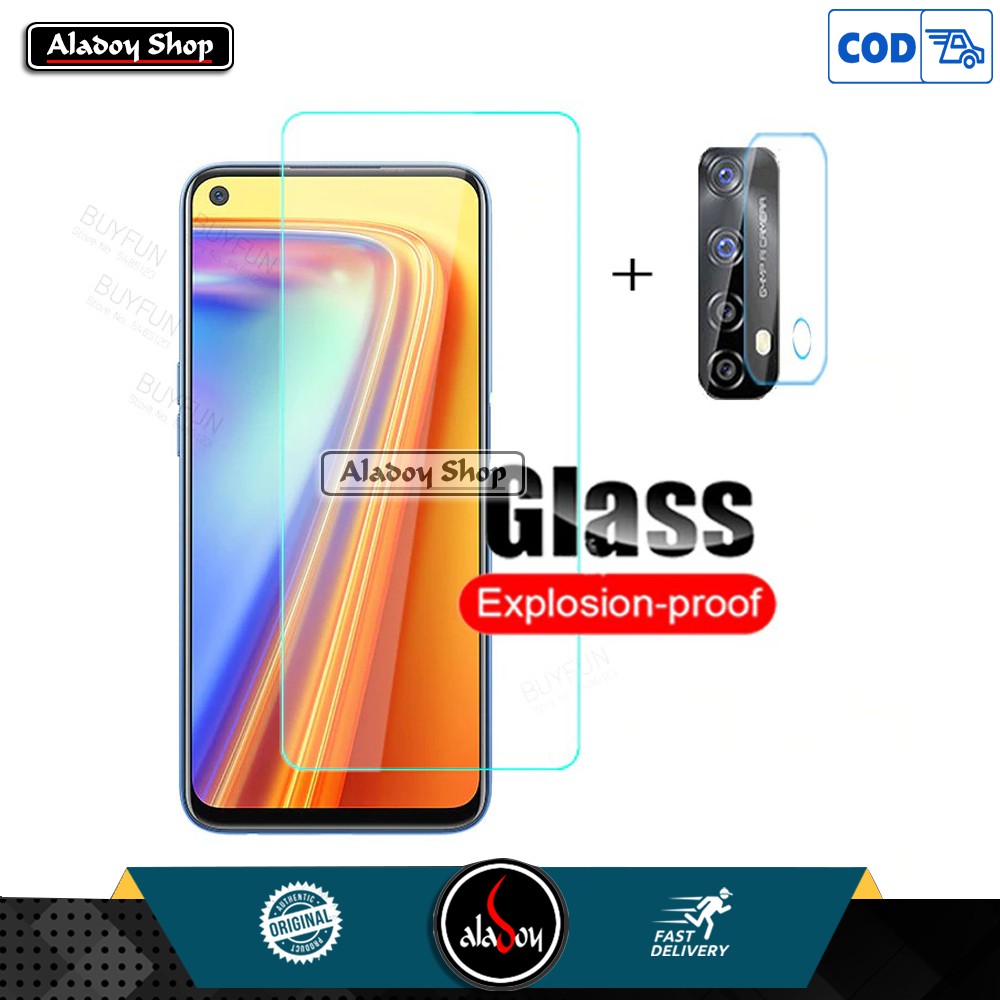 PAKET TEMPERED GLASS LAYAR CLEAR DAN TEMPERED GLASS CAMERA LENS REALME 7 6,5 INCH 2020