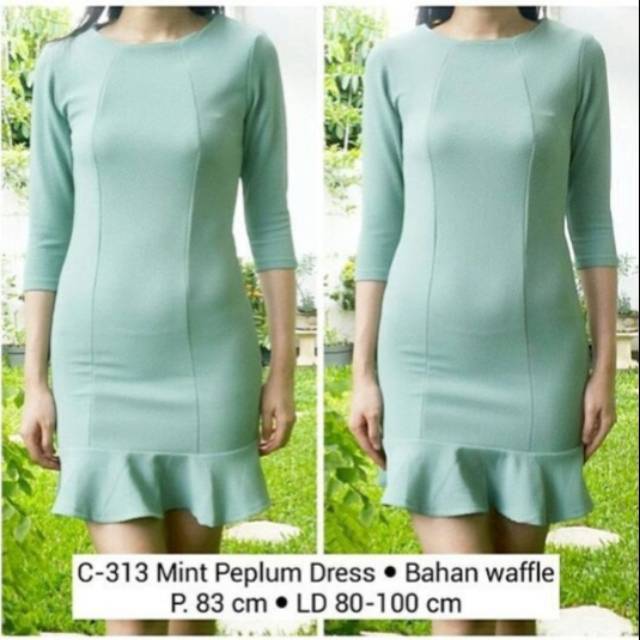 DRESS PEPLUM HIJAU MINT