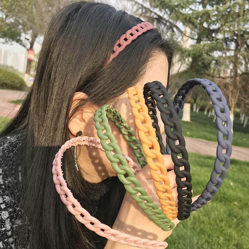 Korean Candy Color Plastic Serrated Headband Student Chain Simple Frosted Hairband Woman Hair Accessories