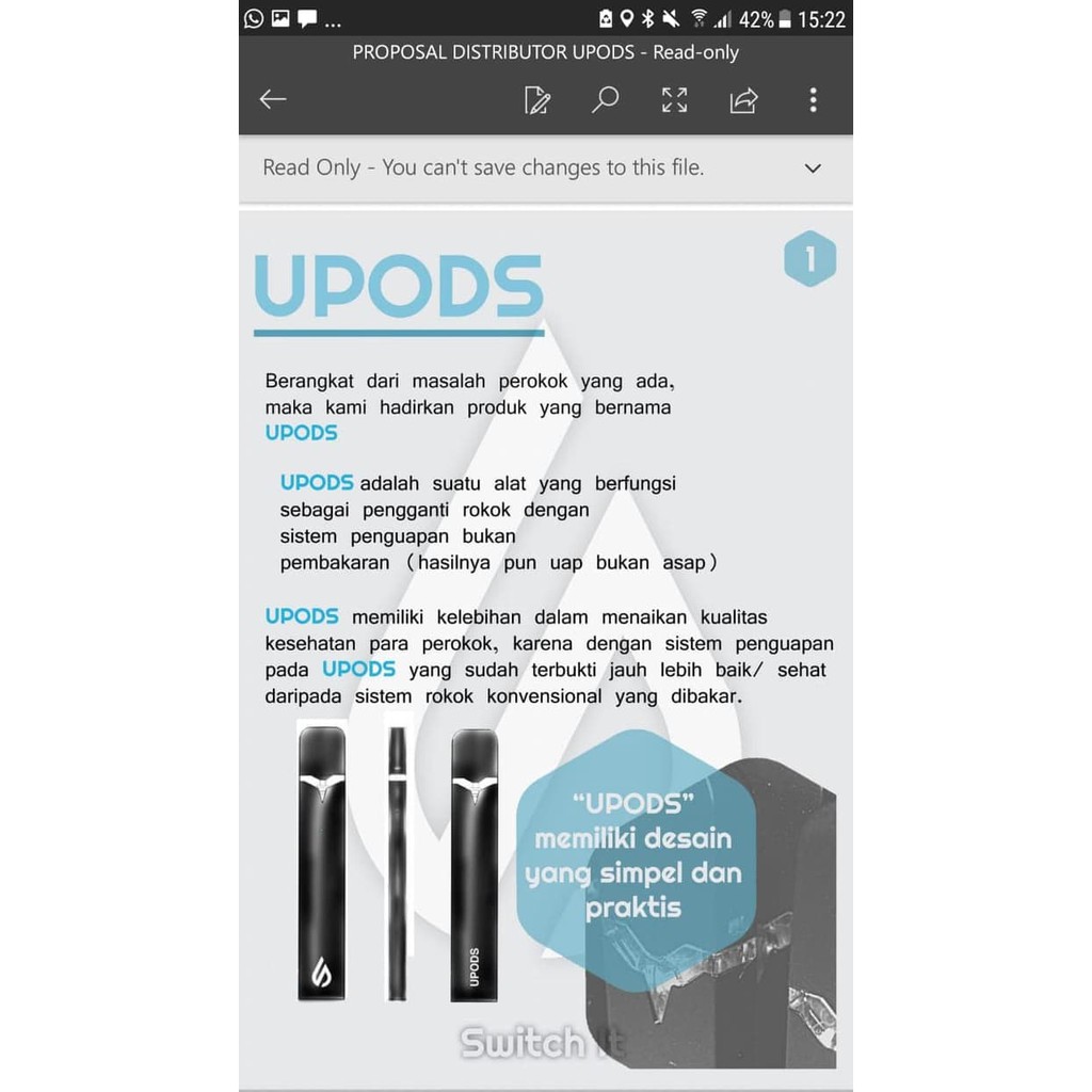 Upods Switch It - 100% Authentic by Upods Indonesia Vape Pod Salt nic
