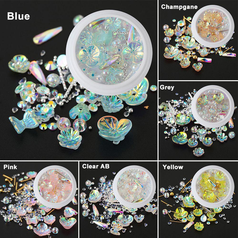 Preva Nail Kristal Kuku Kuku Nail Art Dekorasi Kupu Mix Logam Mutiara Warna Warni