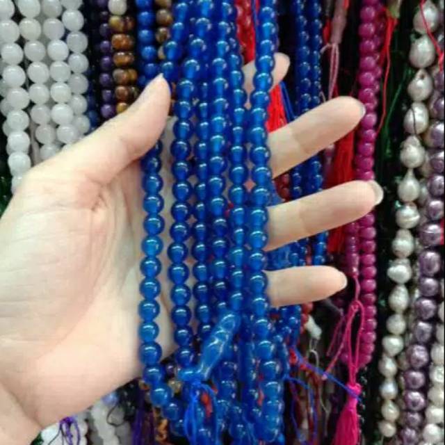 Tasbih Batu Alam Manau Warna Biru