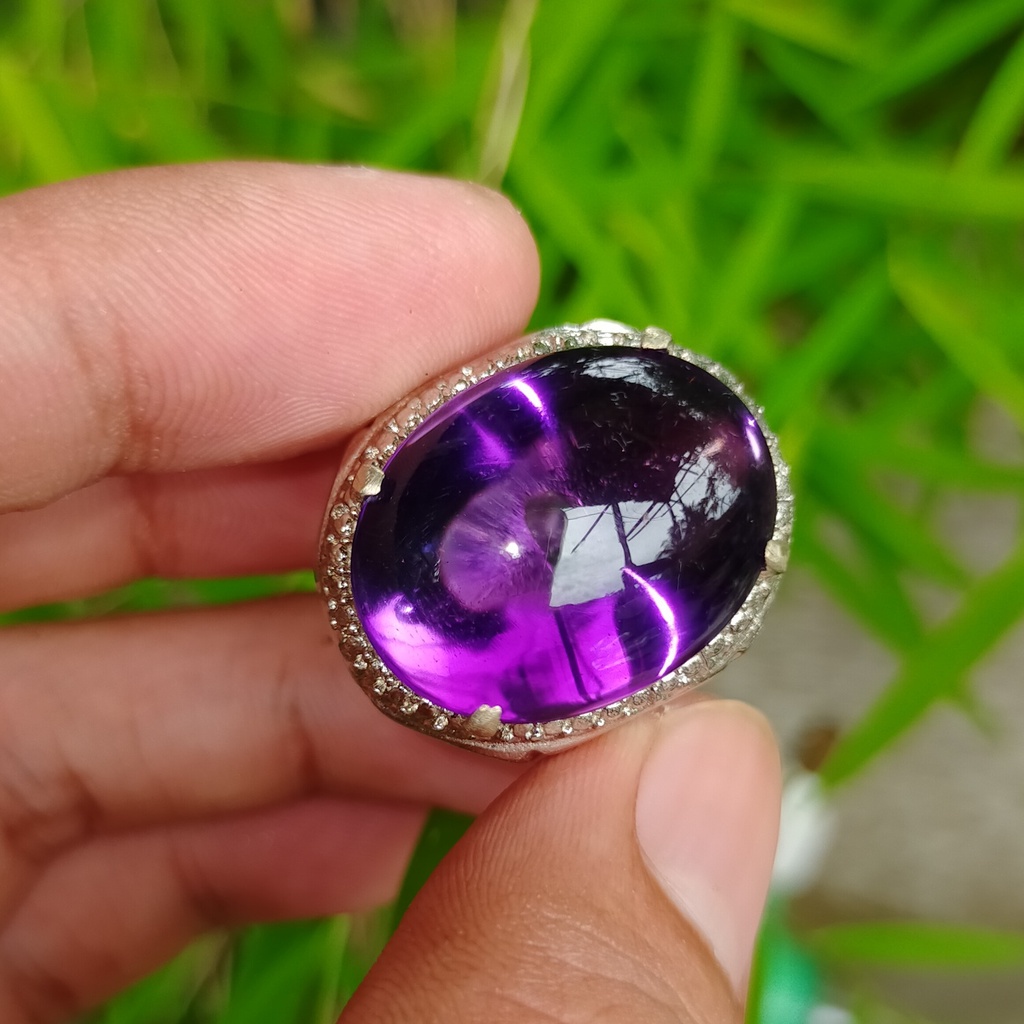 batu cincin kecubung ungu bening besar bkn safir giok hijau bacan zamrud yakut kalimaya akik