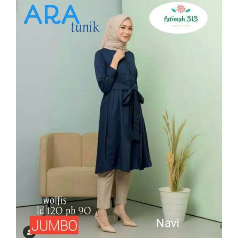 TUNIK ARA ATASAN WANITA KEKINIAN JUMBO BAHAN WOLFIS