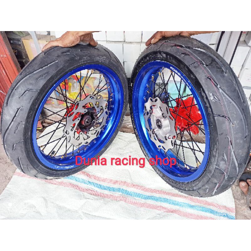 Paketan Velg Supermoto CRF 150 ring 17 Velg 300 350 Ban Tubles Tromol jari jari piringan CRF + stel