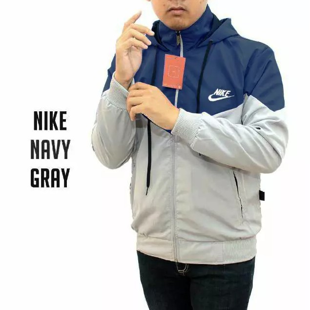 [COD] Termurah Nike Jaket Parasut Windrunner Navy Abu