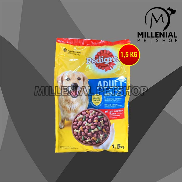 Makanan kering Anjing dewasa Pedigree adult Beef and vegetables 1.5kg