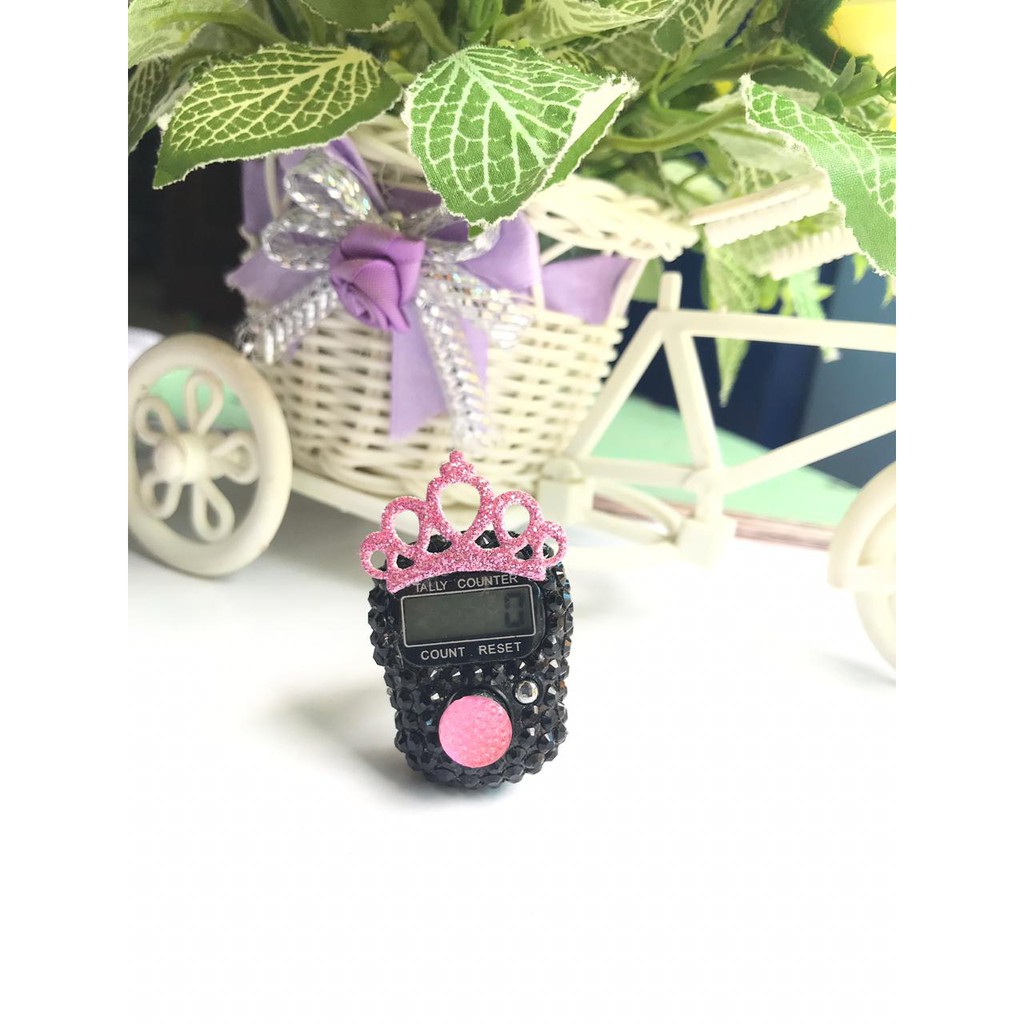 HITAM CK PINK Tasbih digital bling bling diamond swarovski alat hitung dzikir mahar kawin souvenir