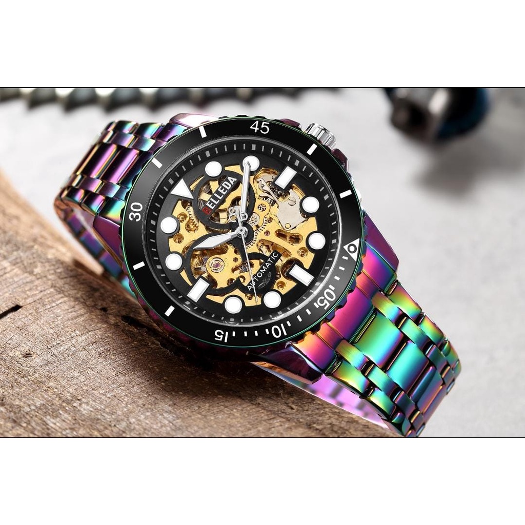 Jam Tangan Pria BELLEDA 9352 Automatic Stainless Luxury Date Aktif Terbaru Water resistence 30M