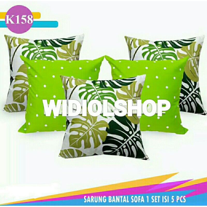 Set sarung bantal kursi sofa cushion cover 60x60 cm sarban monstera hijau