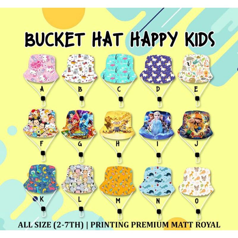 BUCKET HAT HAPPY KIDS 2-7thn