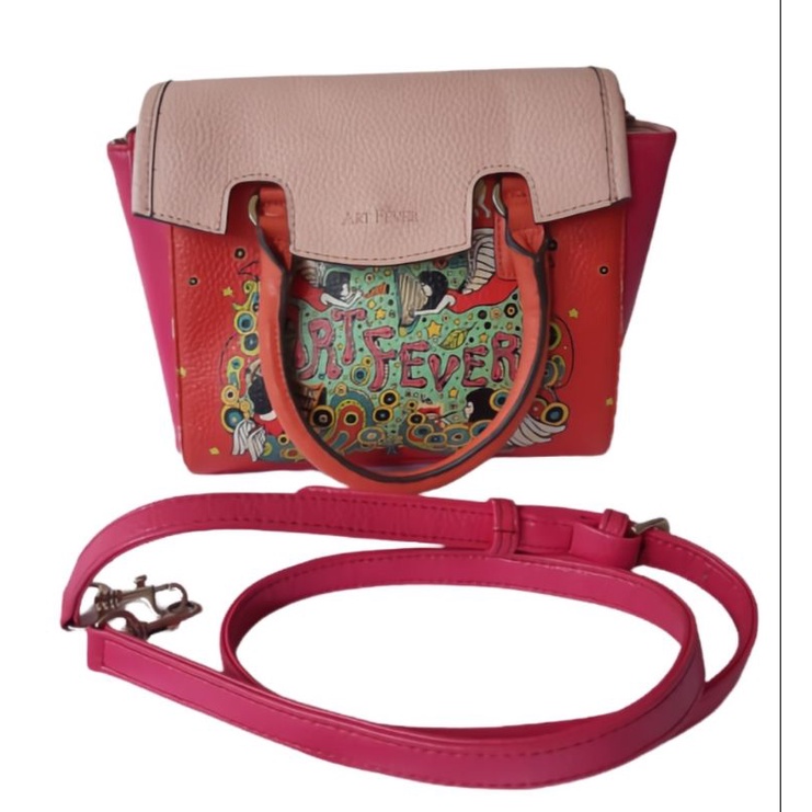 Tas Selempang Wanita Kulit Brera Art Fever Pink Sling Bag Brera Art (Preloved)