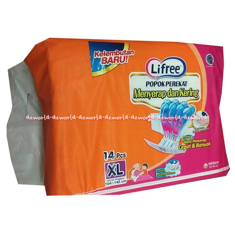 Lifree Popok Perekat XL 14 Pcs Popok Dewasa Orang Tua Lifefree XL14 Life Free