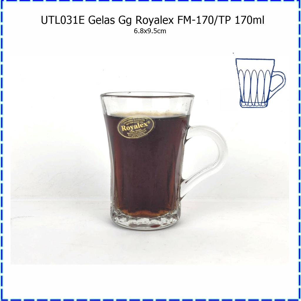 [1pcs] UTL031E Gelas Kopi Gagang Royalex FM-170/TP 170ml