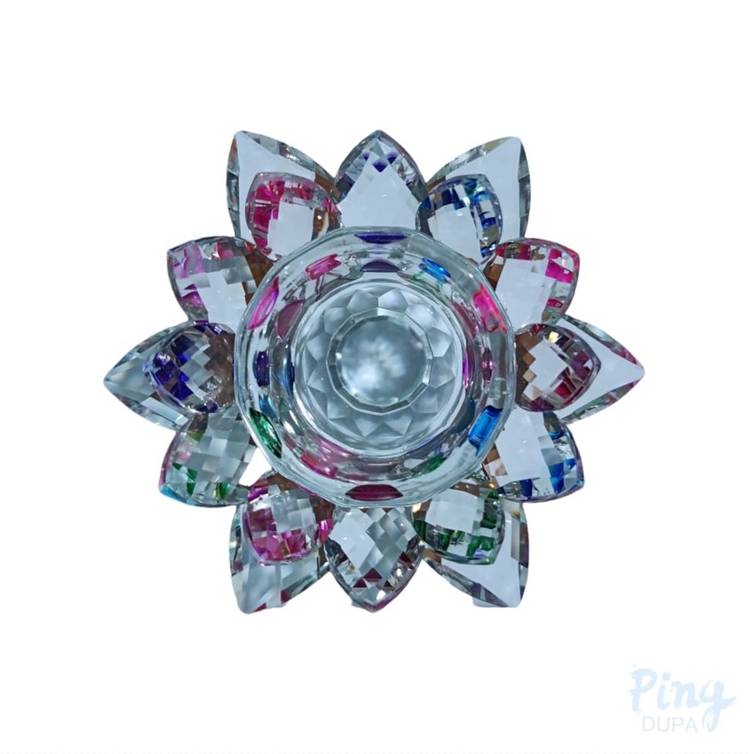 Tempat Lilin Teratai Tealight Kristal Kaca Cantik Elegan Berhadiah Lilin Kualitas Import