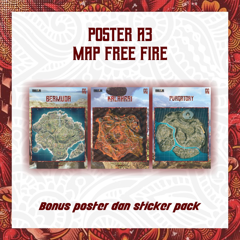 A3 Map FREE FIRE Poster Peta Bermuda Kalahari Purgatory Ukuran A3 Shopee Indonesia