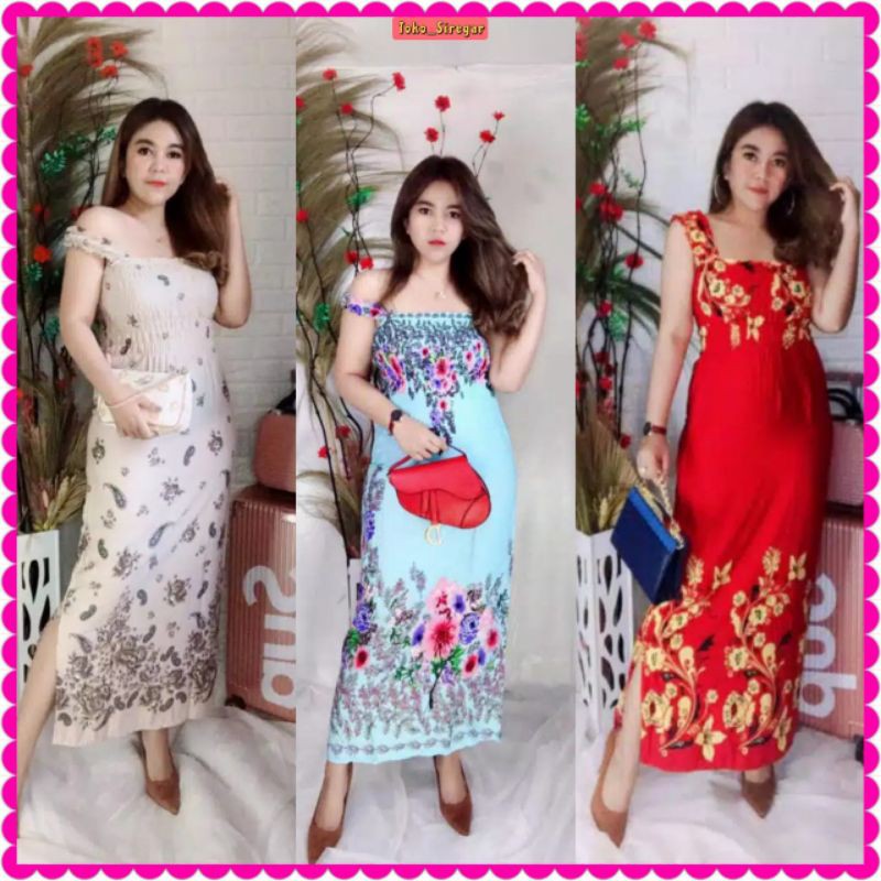 DASTER BALI KERUT MURAH KEKINIAN MOTIF PANJANG BAHAN RAYON LD 105 ALL SIZE DRESS KEKINIAN